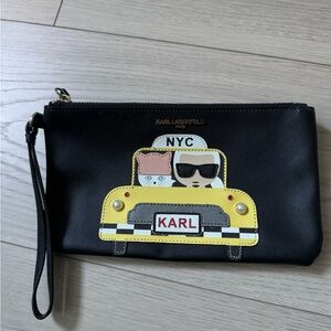 Karl Lagerfeld Black Wristlet with Gold Zipper